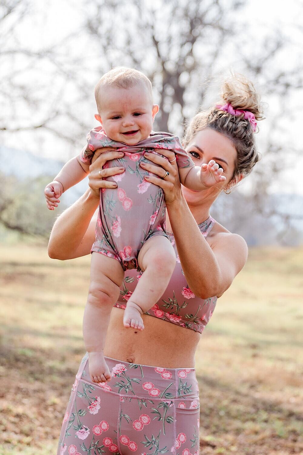 Grapefruit + Peony romper