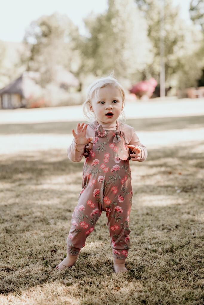 Grapefruit + Peony dungarees &amp; top set (long)