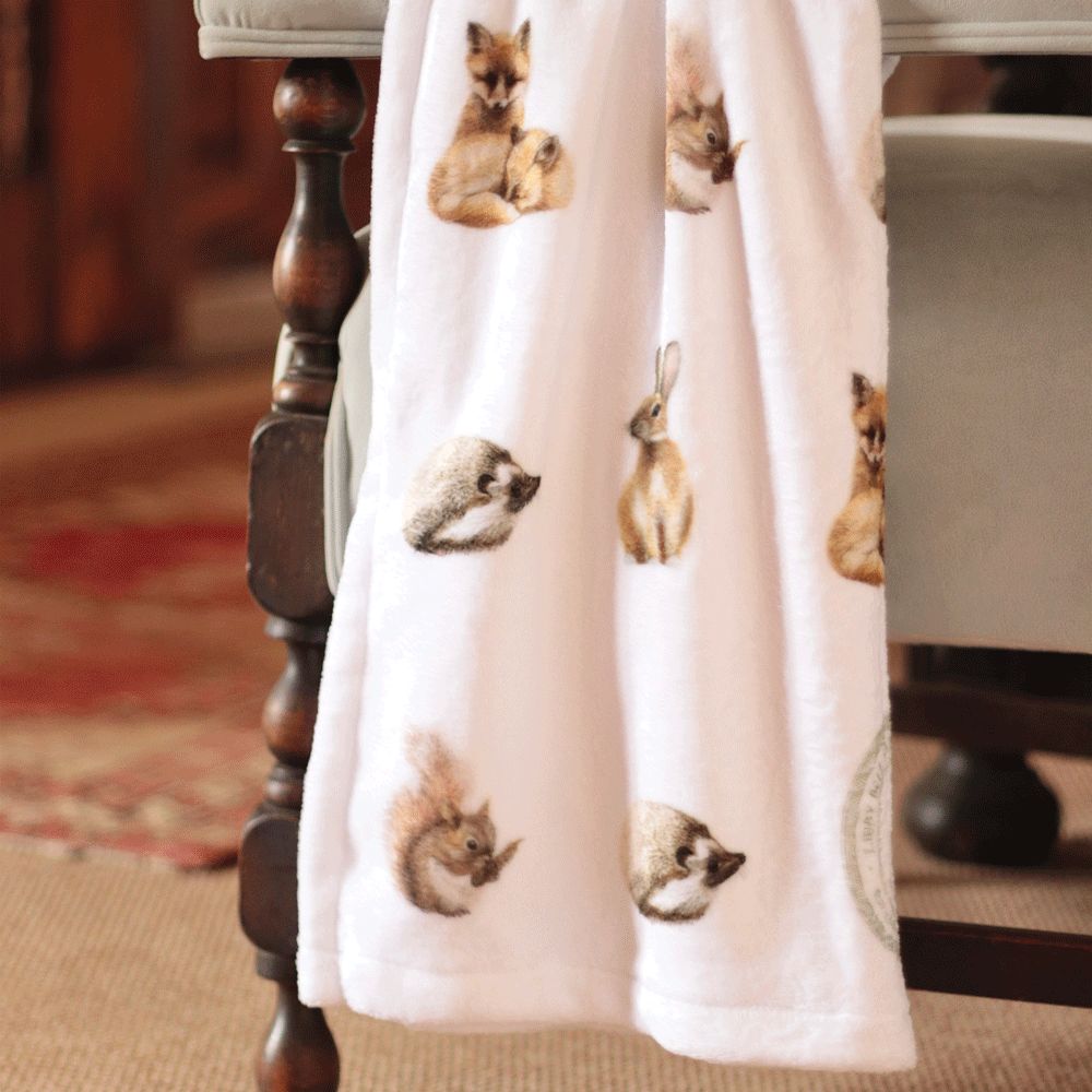 Libby Bell Heirloom Woodland Animals Luxe Fleece Blanket (1m x 70cm)