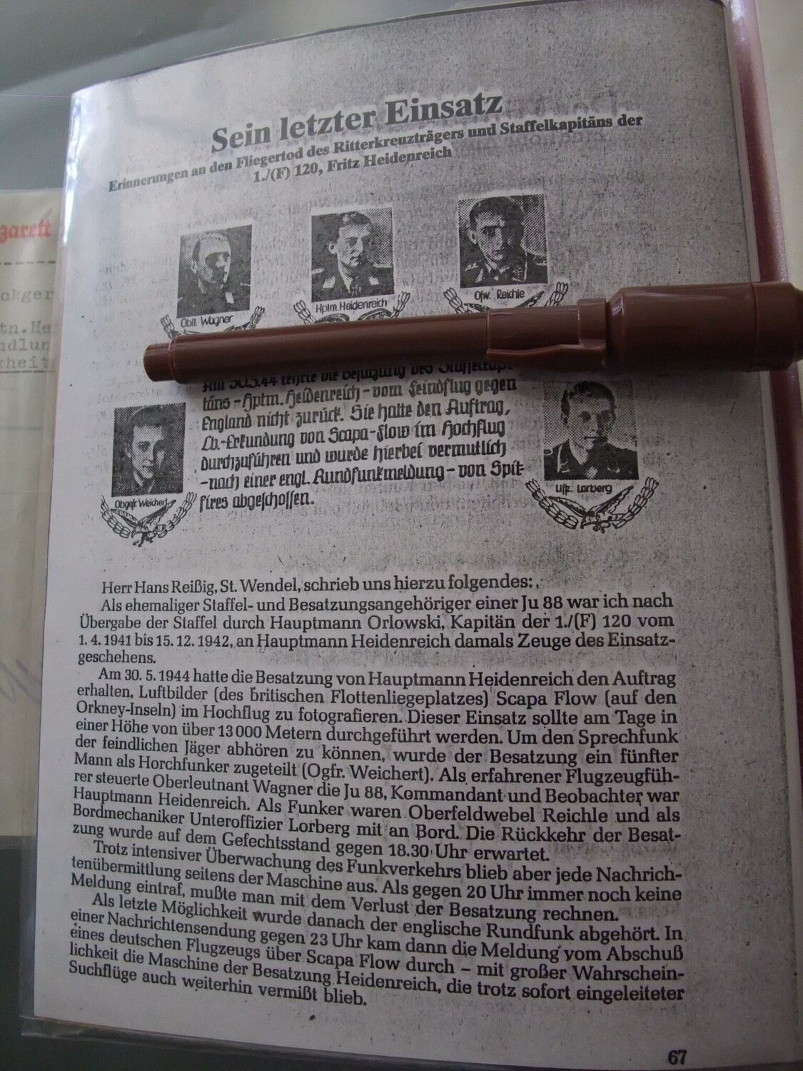 Dokumentennachlass Luftwaffe Ritterkreuzträger Fritz Heidenreich