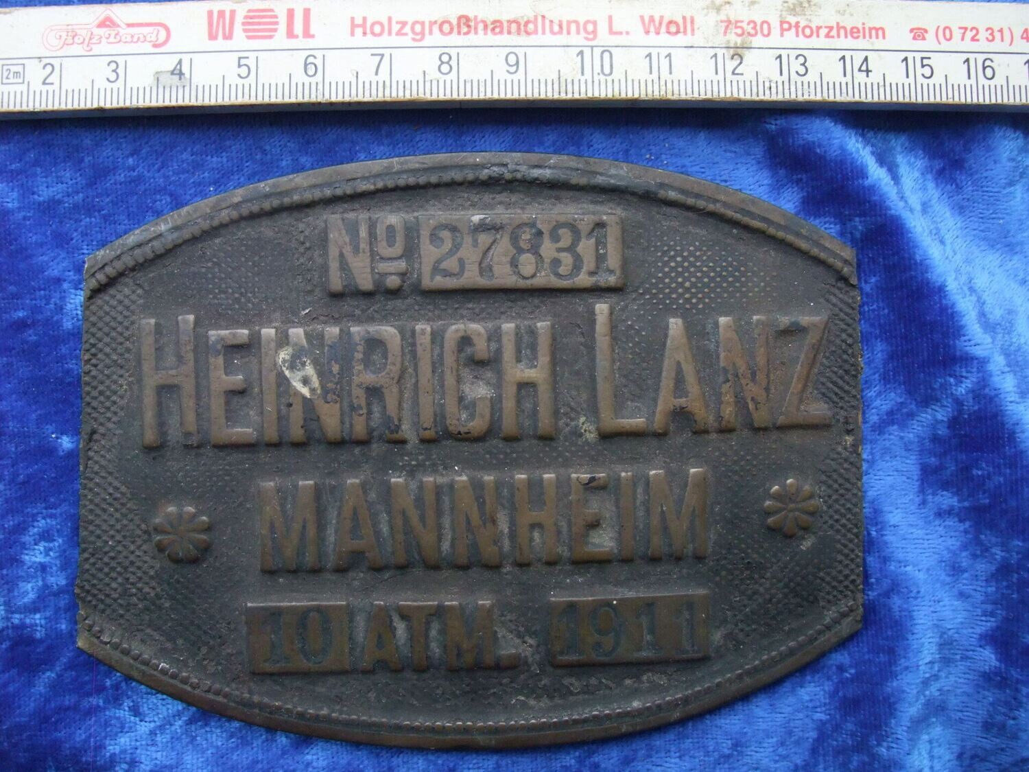 Gusseisernes Typenschild Lanz Bulldog Mannheim 1911