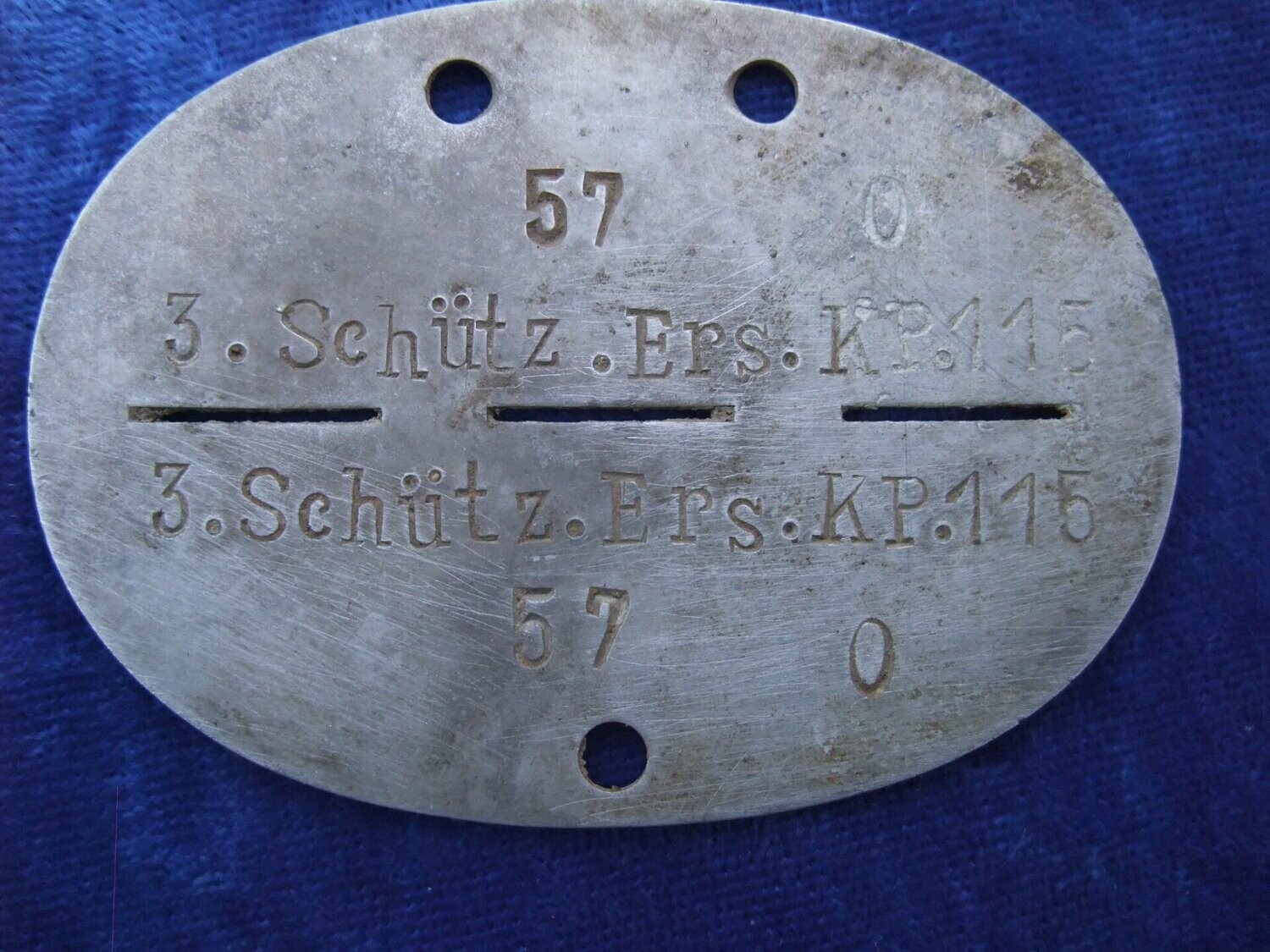 Wehrmacht: Erkennungsmarke Schützen Ersatz Kompanie 115.