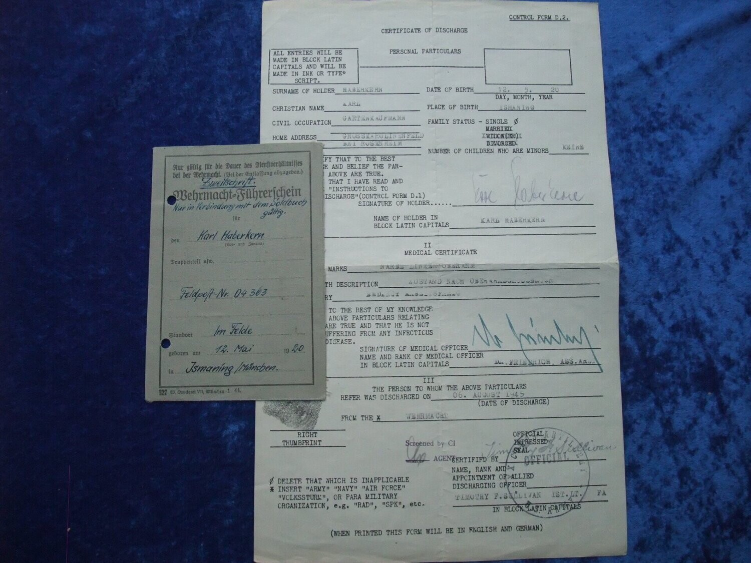 Wehrmacht Führerschein Panzer-Aufklärungs-Abteilung 17 + Persilschein