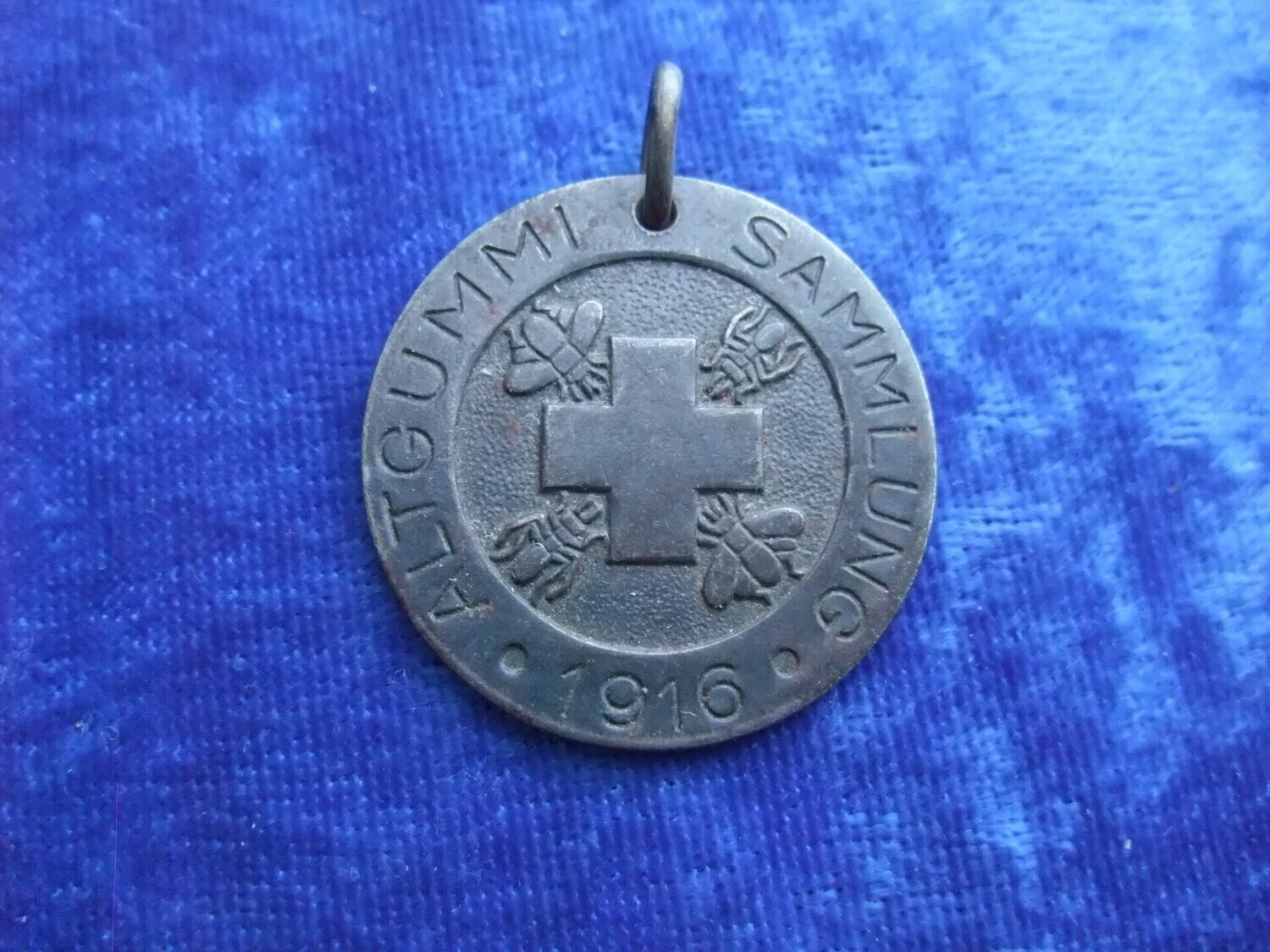 Altgummi Sammlung 1916 Spendenmedaille 1. Weltkrieg mit Spruch