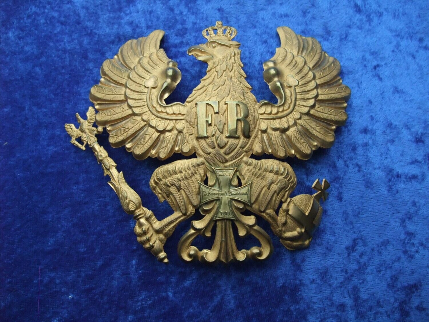 Emblem Adler Pickelhaube Preussen Reserveoffizier mit Reservekreuz. Top Zustand.
