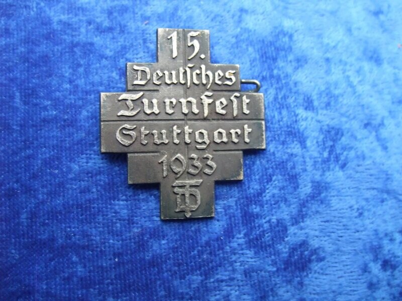 Abzeichen Deutsches Turnfest Stuttgart 1933 mit Hersteller
