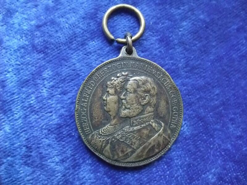 Medaille Herzog Alfred u. Marie v. Sachsen Coburg Gotha 1894 Medaille Herzog Alfred u. Marie v. Sachsen Coburg Gotha 1894