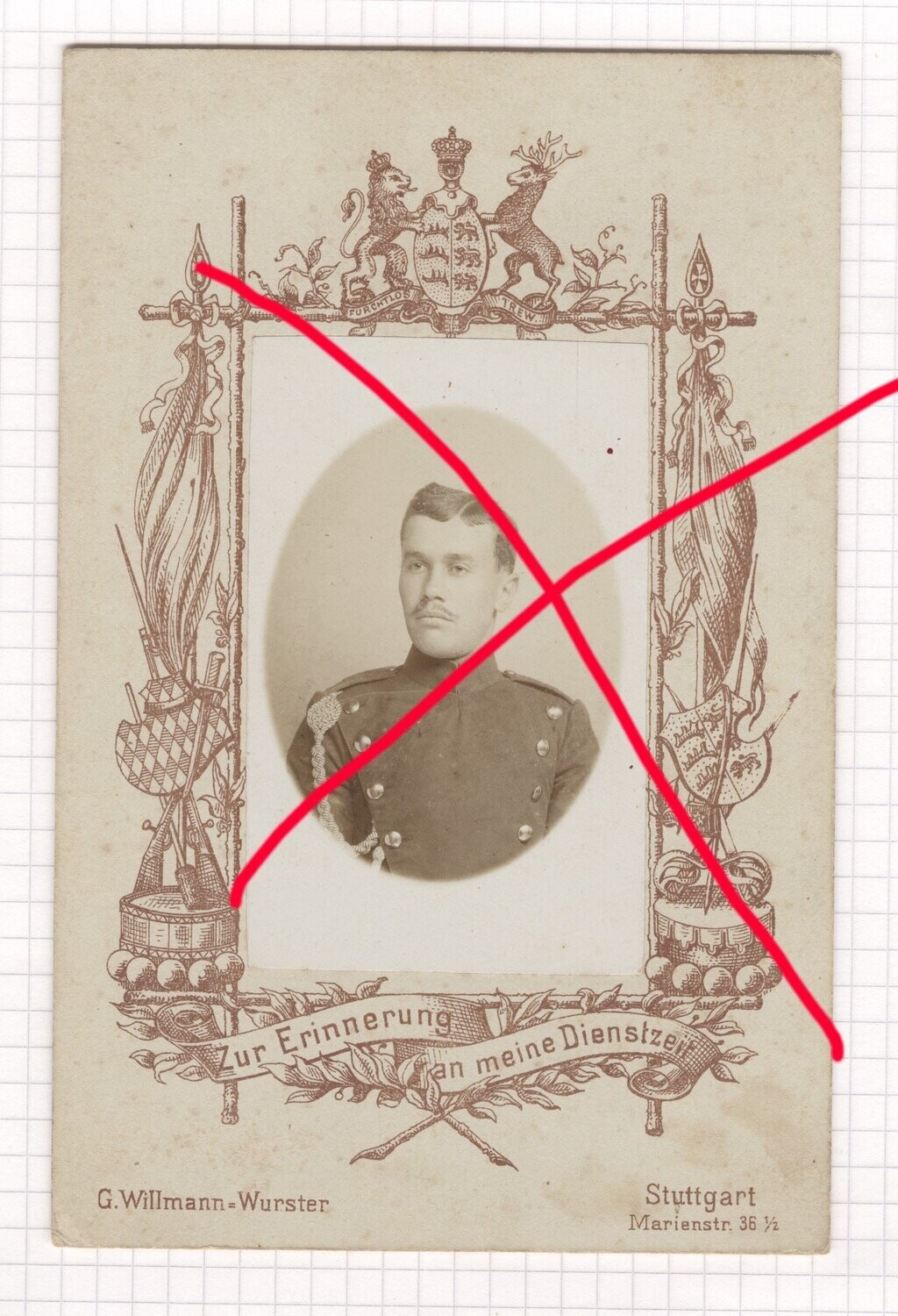 O92, Kleines Reservistenbild Württemberg Ulanen Regiment 19 Stuttgart alte Uniform