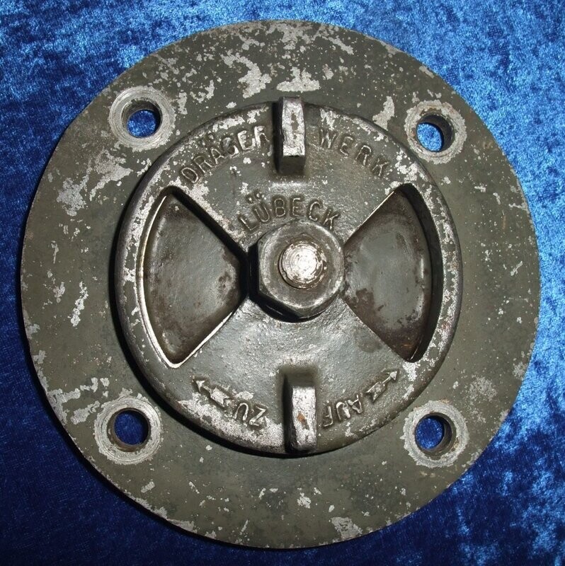Lüftungsklappe Dräger Werk Lübeck für Belüftungsanlage Bunker 2. Weltkrieg Durchmesser ca. 16 cm