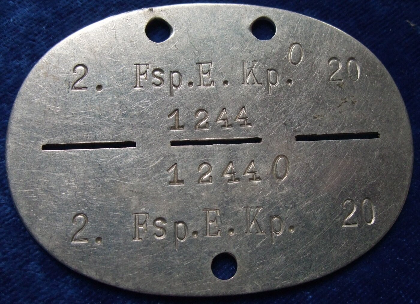 Wehrmacht: Erkennungsmarke Fernsprech Ersatz Kompanie 20.
