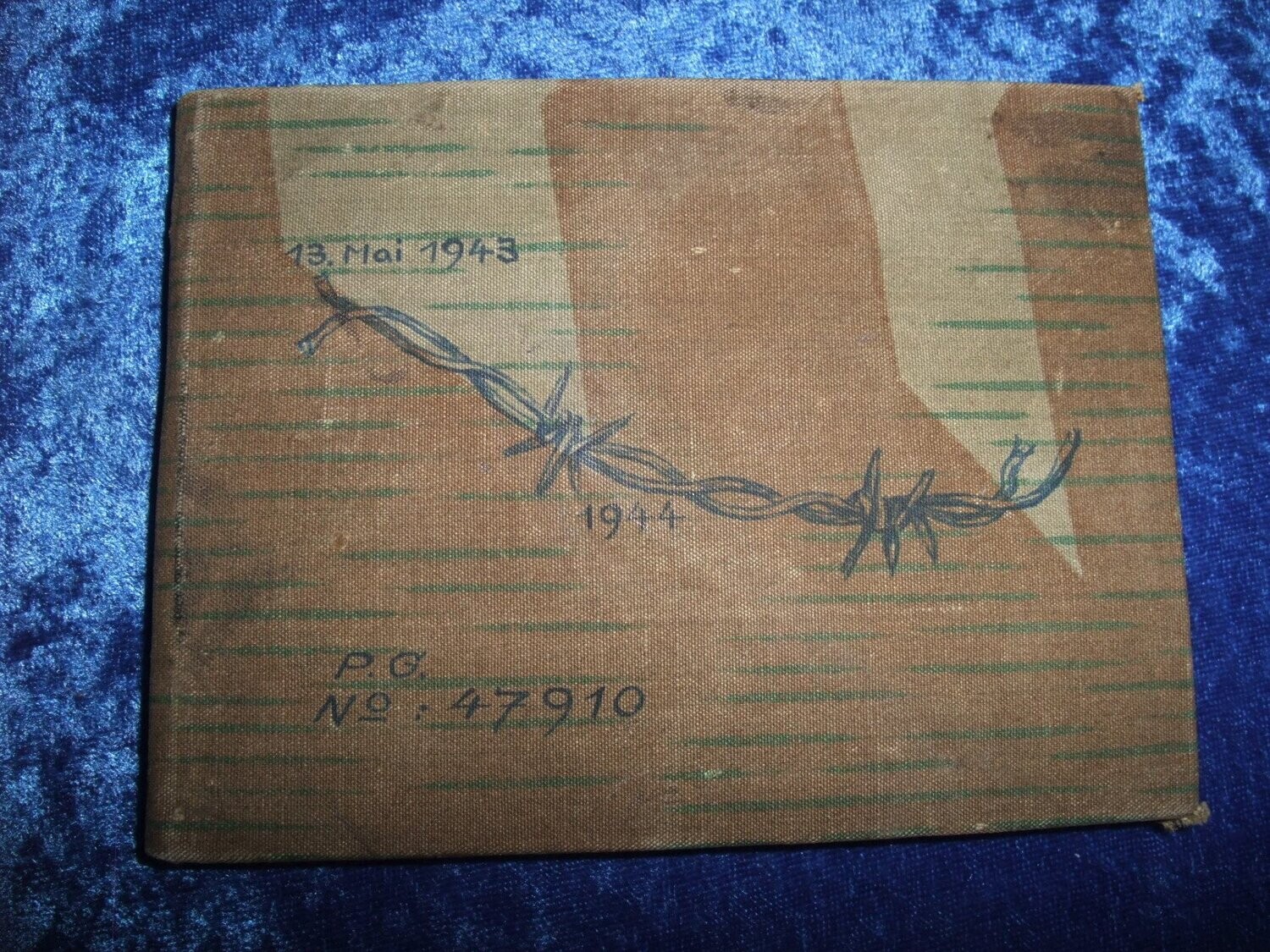 Wehrmacht Afrika DAK Kriegsgefangener Erinnerungsbuch von Ksar Es-Souk Nordafrika 1943 mit tollen Bildern. Umschlag aus WH Tarnzeltbahn.