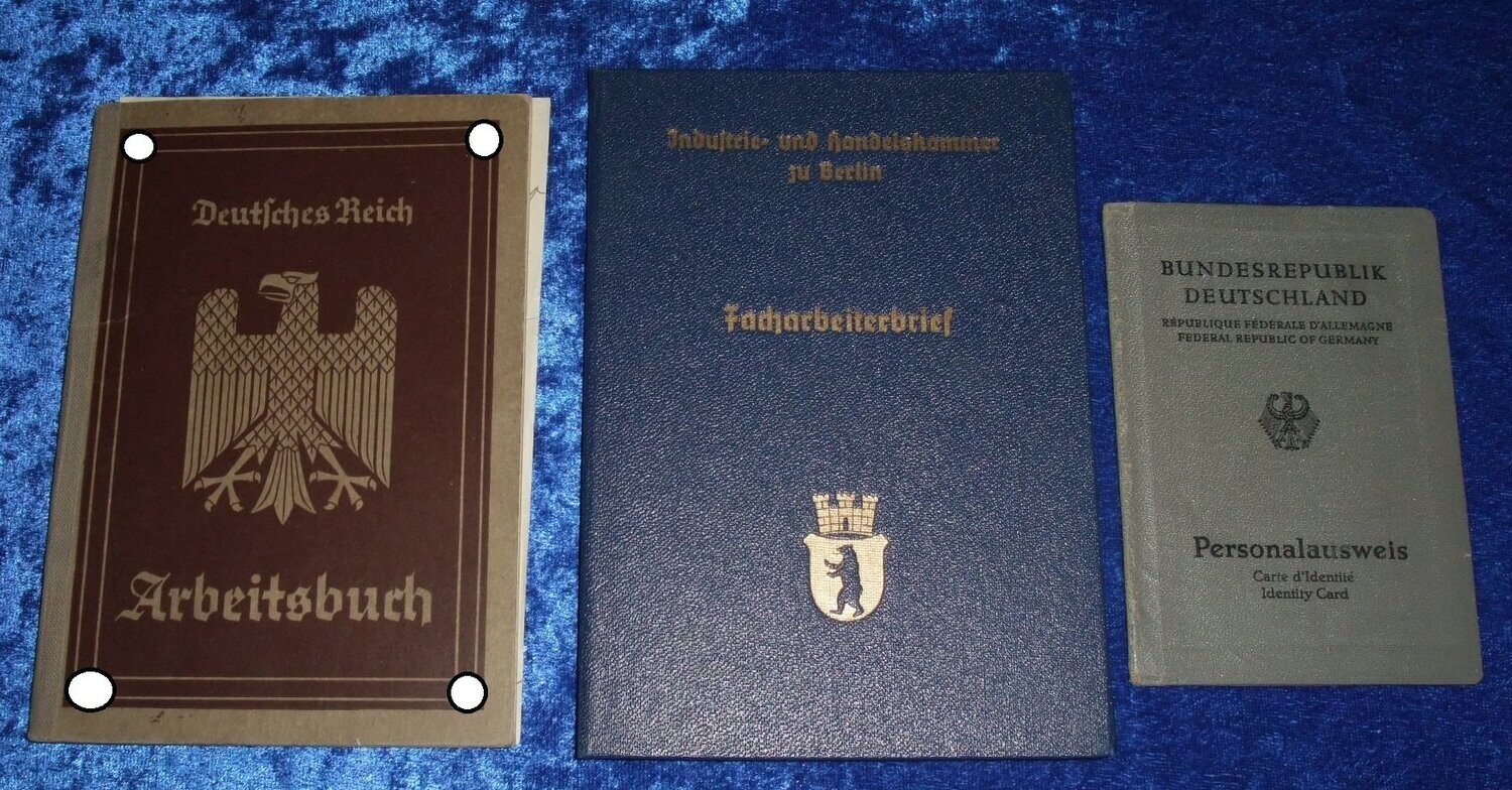 Kleine Gruppe Arbeitsbuch Daimler-Benz, Rheinmetall-Borsig + Facharbeiterbrief 1938