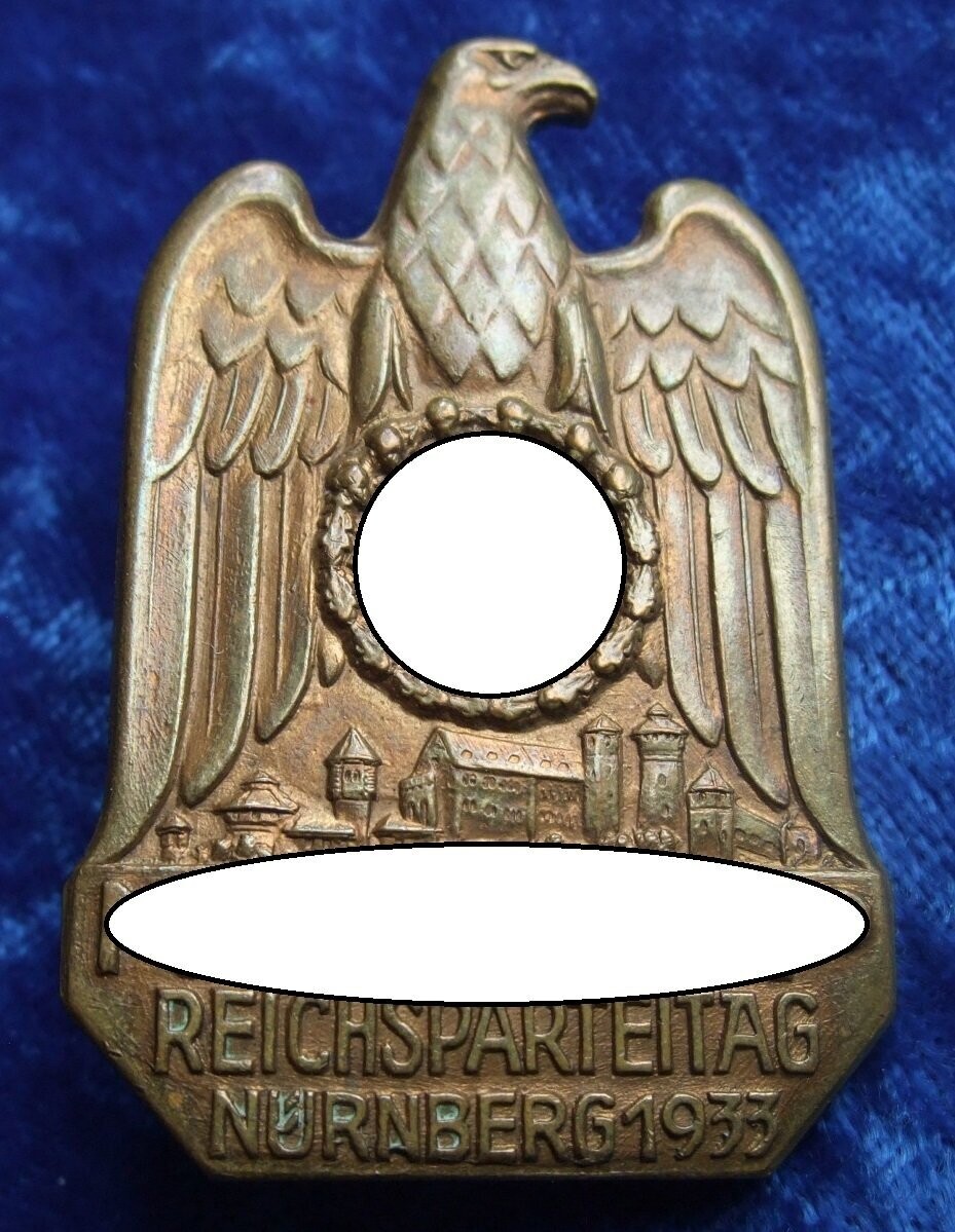 Abzeichen NSDAP Reichsparteitag in Nürnberg 1933, seltene massive Ausführung.