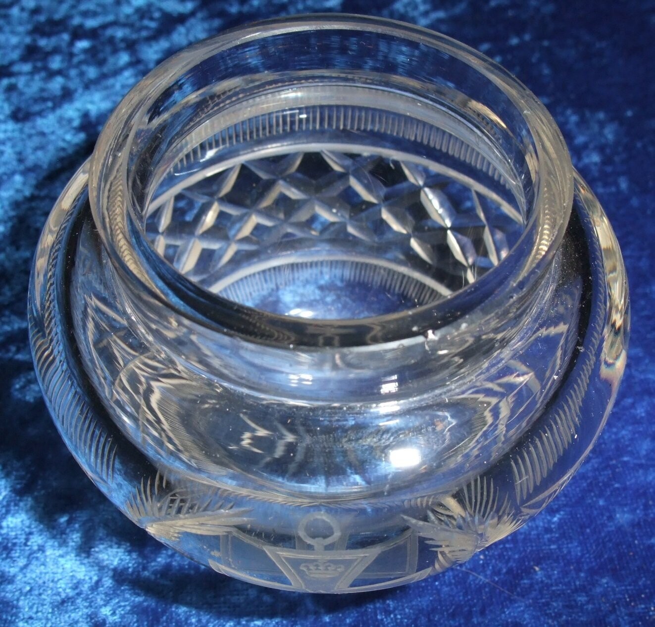 Patriotische Vase / Zuckerdose Glas mit Eisernem Kreuz 1914