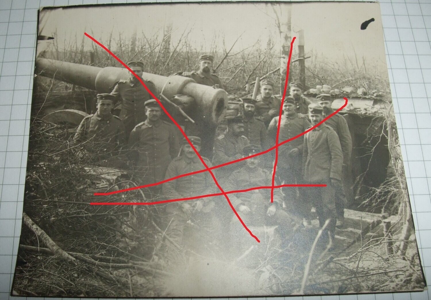 O154, Foto 1. Weltkrieg schweres Geschütz in Stellung
