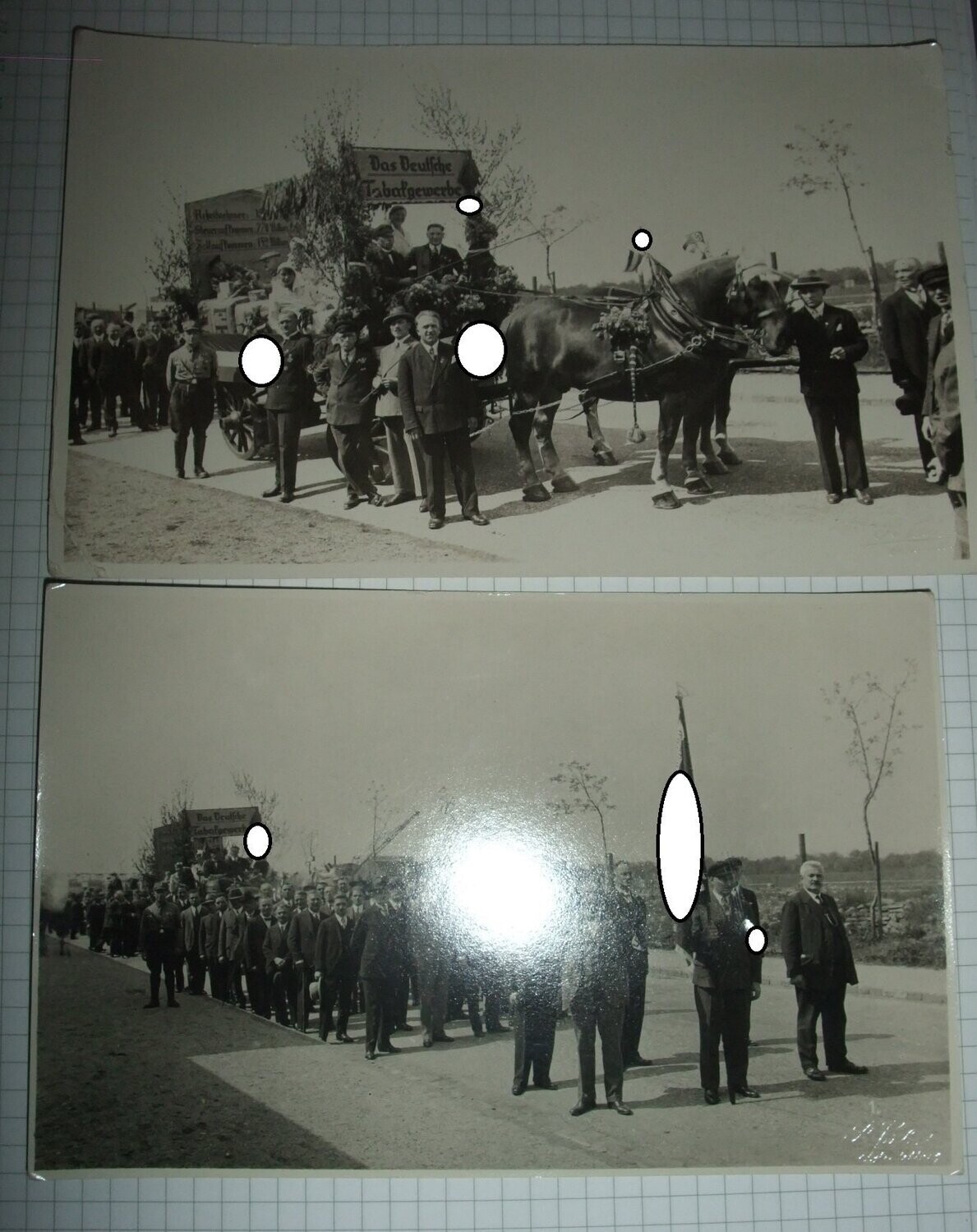 O163, 2 Fotos Partei Organisationen Umzug, Das deutsche Tabakgewerbe
