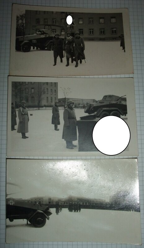O162, 3 Fotos Wehrmacht Vereidigung Panzer Spähwagen