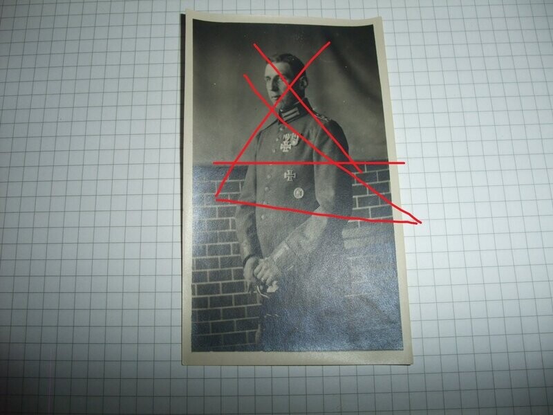 O182, Foto Portrait Ordensschnalle, EK1 1914, VWA mattweiß