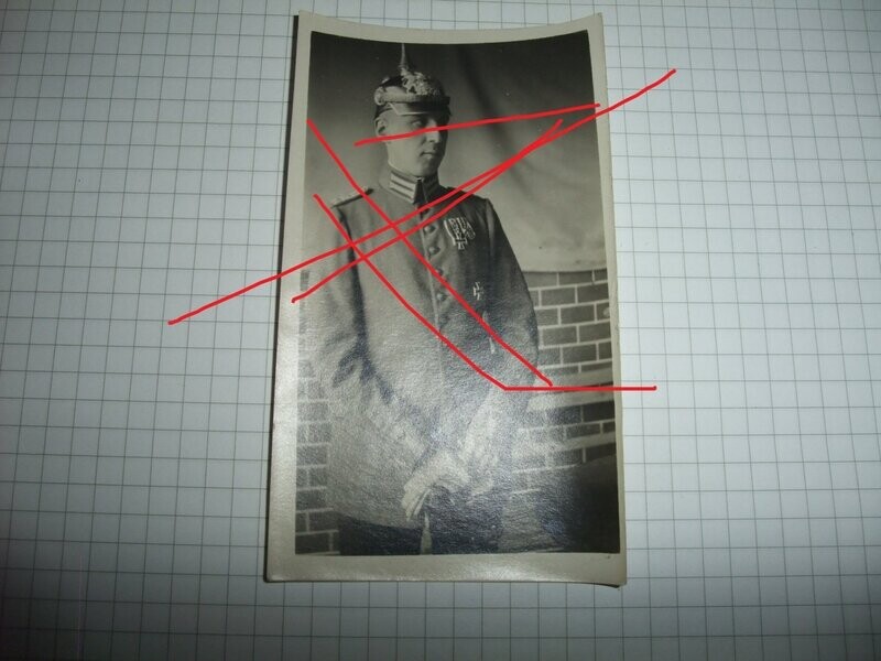 O181, Foto Portrait Ordensschnalle, EK1 1914, VWA mattweiß