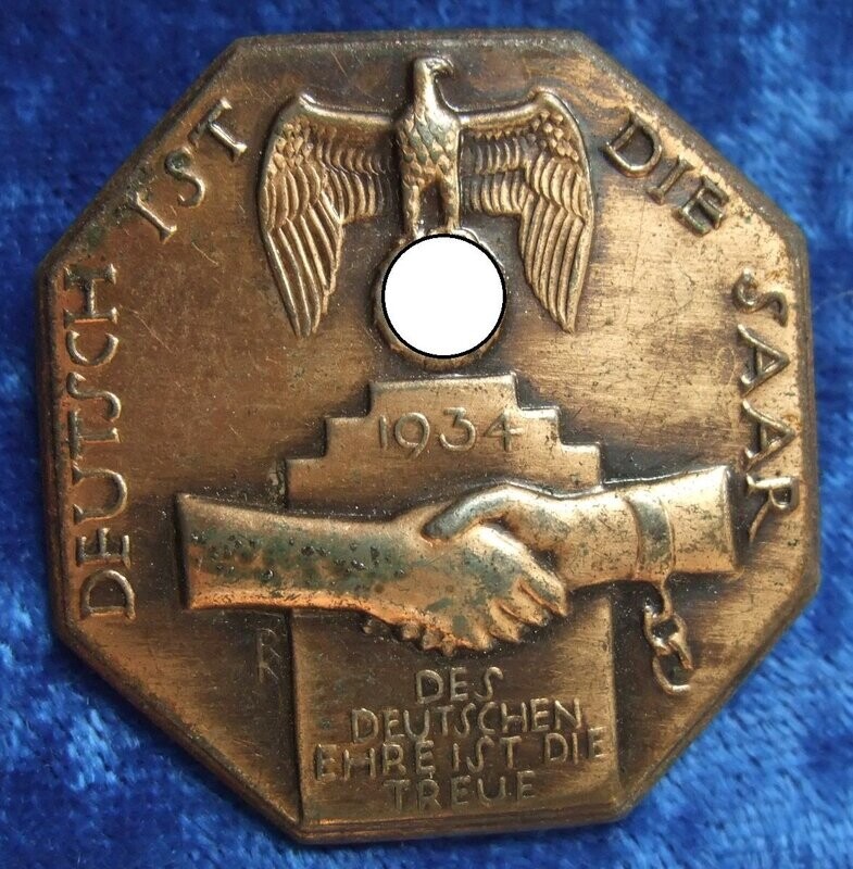3: Reich: Abzeichen Deutsch ist die Saar 1934.