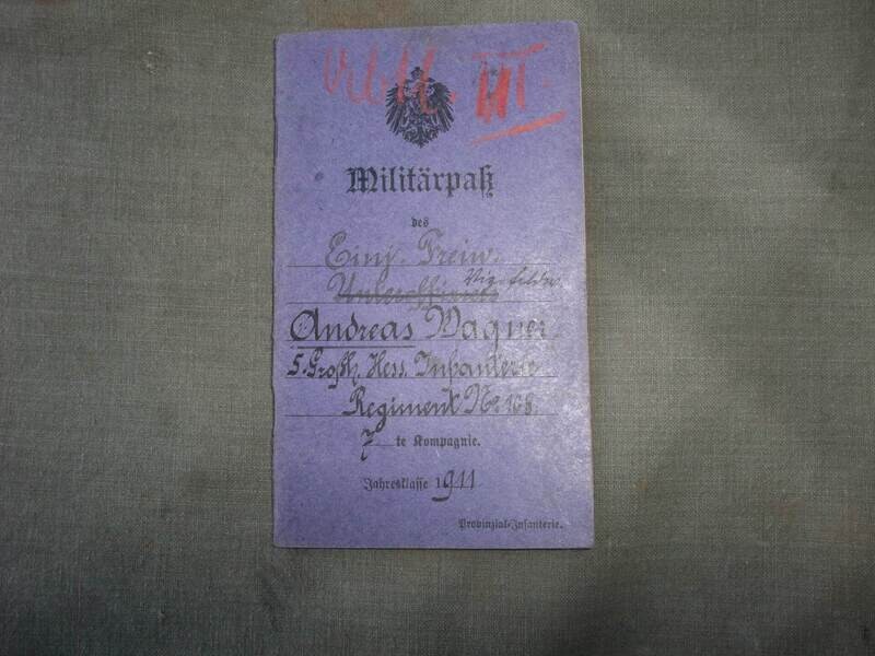 Hessen: Militärpaß Infanterie Regiment 168, mit Gefechtskalender Frankreich.