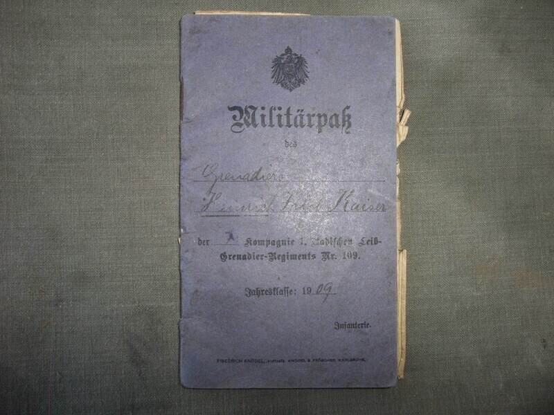 Baden: Militärpaß 1. Badisches Leib-Grenadier-Regiment Nr. 109, Gefechtskalender Frankreich Elsass.