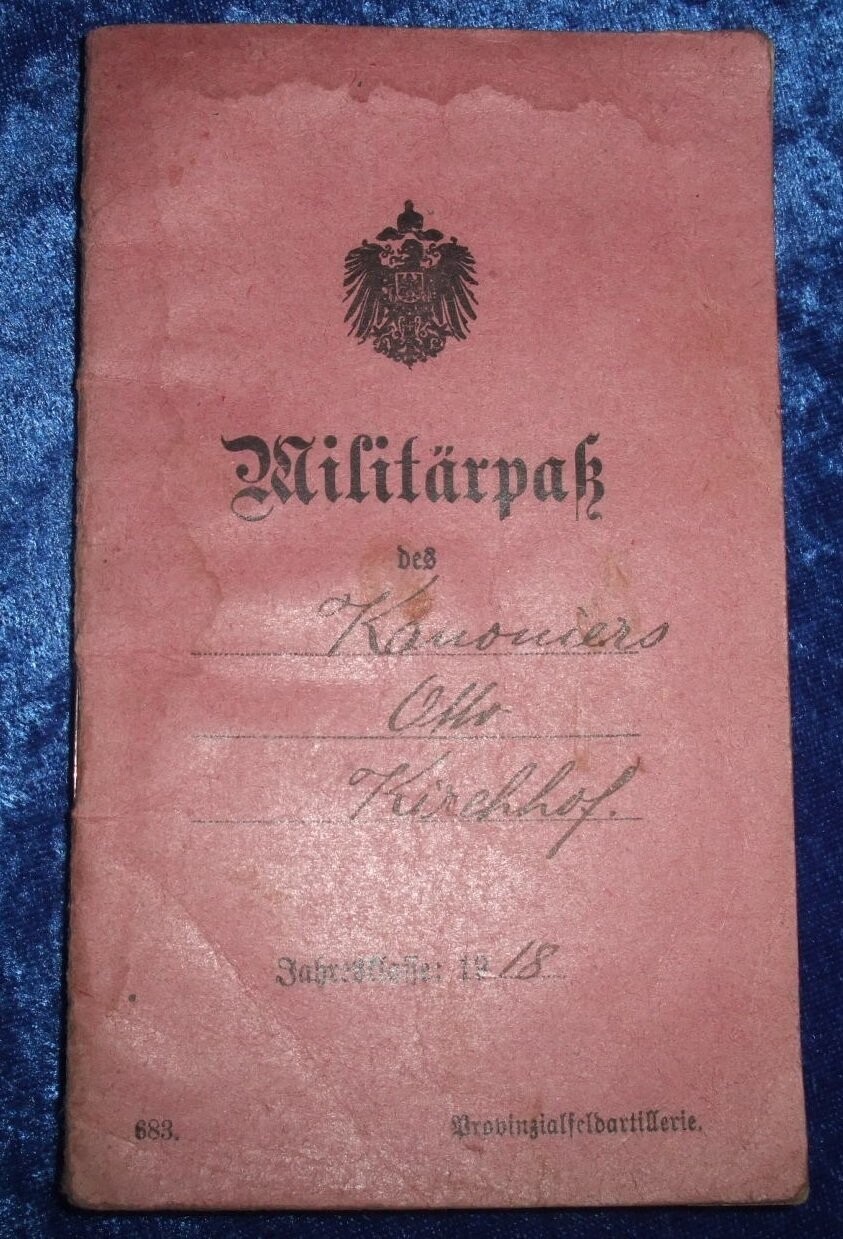 Hessen: Militärpaß 2. Großherzoglich Hessisches Feldartillerie-Regiment Nr. 61. Dazu ein Brief aus einem Westwall Bunker von 1939.