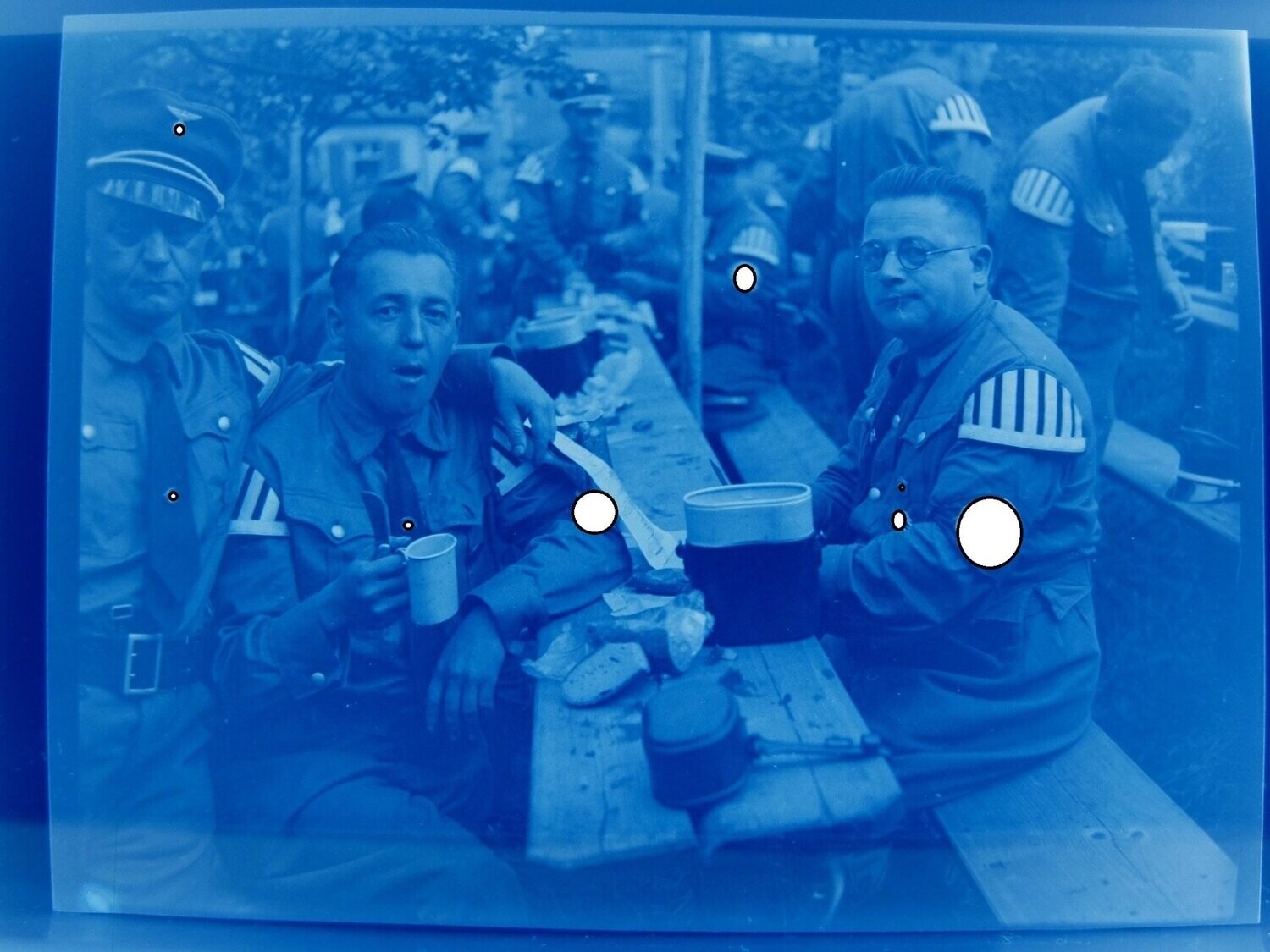 O210, Original Negativ SA Musikzug, Goldenes Parteiabzeichen, Gauehrenzeichen.