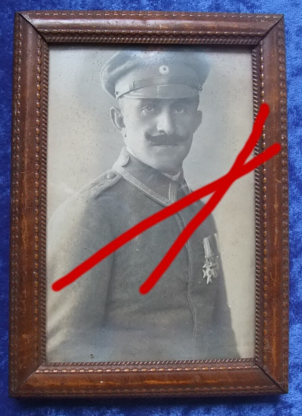 Bayern: Portraitfoto Orden MVK Königlich Bayerisches 11. Infanterie-Regiment „von der Tann“, alt gerahmt unter Glas.