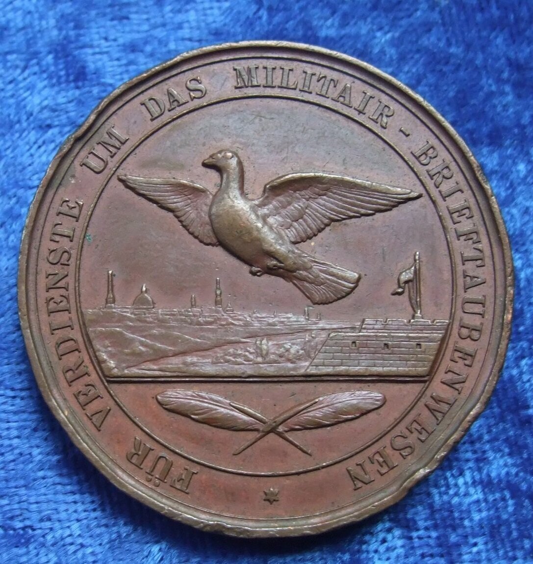 Preussen: Bronzene Medaille für Verdienste um das Militär-Brieftaubenwesen 1. Form 1893.