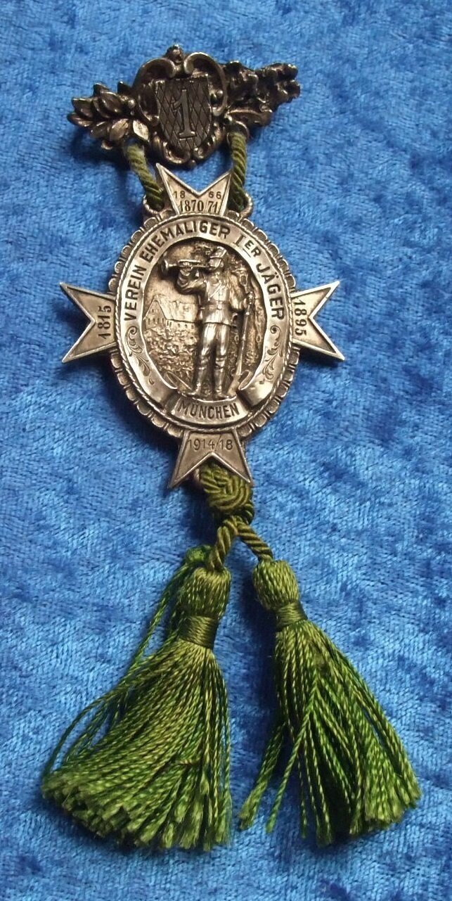 Bayern: Traditionsabzeichen Verein ehemaliger 1er Jäger München, Feldzüge 1815, 1870/71, 1895, 1914/18.