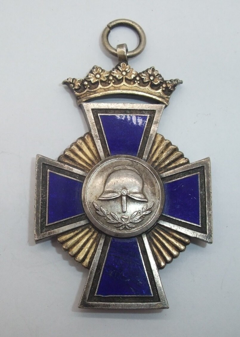 Bayern: Feuerwehr Ehrenkreuz für 50 Dienstjahre, Silber gepunzt 990, gestiftet 1924, nur 5039 Verleihungen!