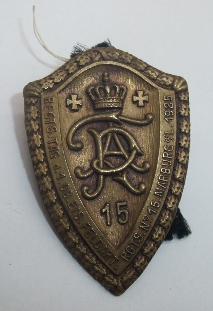 Preussen: Abzeichen Regimentstag 1. Ober-Elsässische Feldartillerie-Regiment Nr. 15, Marburg 1925.