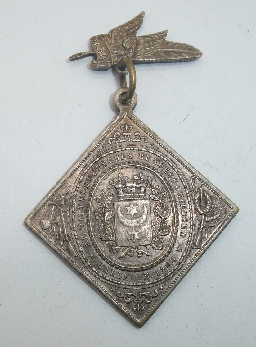 Deutsches Reich: Abzeichen Mitteldeutsches Bundesschiessen Halle / Saale 1888.