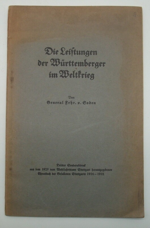 Buch: "Die Leistungen der Württemberger im Weltkrieg", Wohlfahrtsamt Stuttgart, 1925.