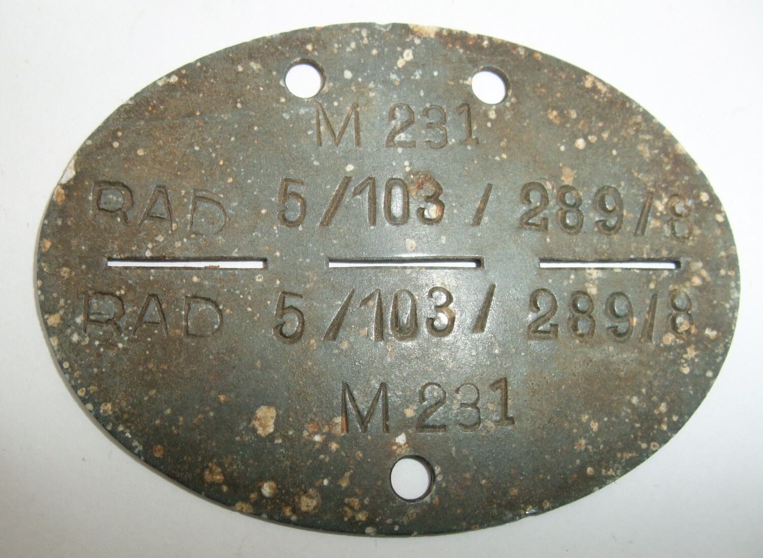RAD: Erkennungsmarke RAD 5 / 103, Liebau.