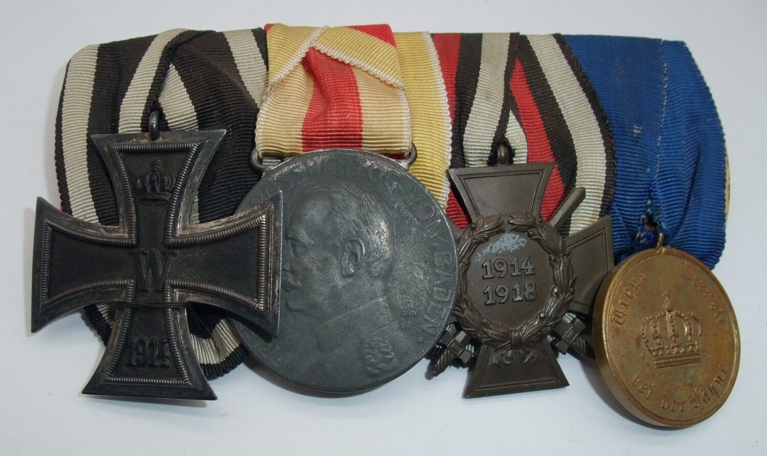 Preussen: 4-er Ordensschnalle mit EK2 1914 .