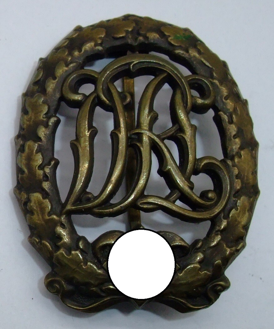 Reichssportabzeichen DRL in Bronze, mit Hersteller Wernstein Jena.