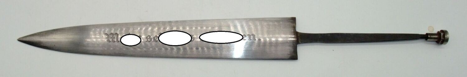 NPEA (Napola): Klinge für den Dolch für Schüler, blanke Klinge mit Devise "Mehr sein als scheinen" , Hersteller " Karl Burgsmüller, Berlin- Charlottenburg 5." an der Wurzel, mit Schraube.