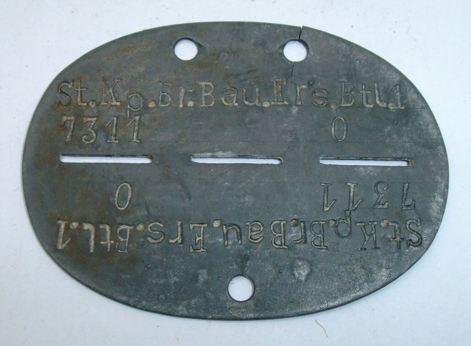 Wehrmacht: Erkennungsmarke Brücken-Bau-Ersatz-Bataillon 1, Wittenberg.