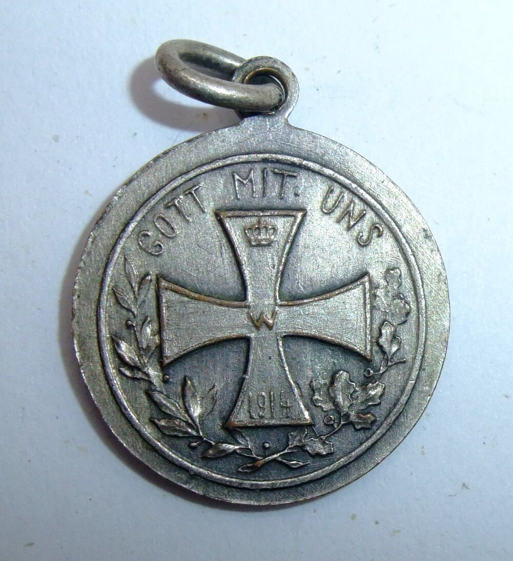 Patriotischer Anhänger für Halskette, Eisernes Kreuz 1914 und General von Hindenburg.