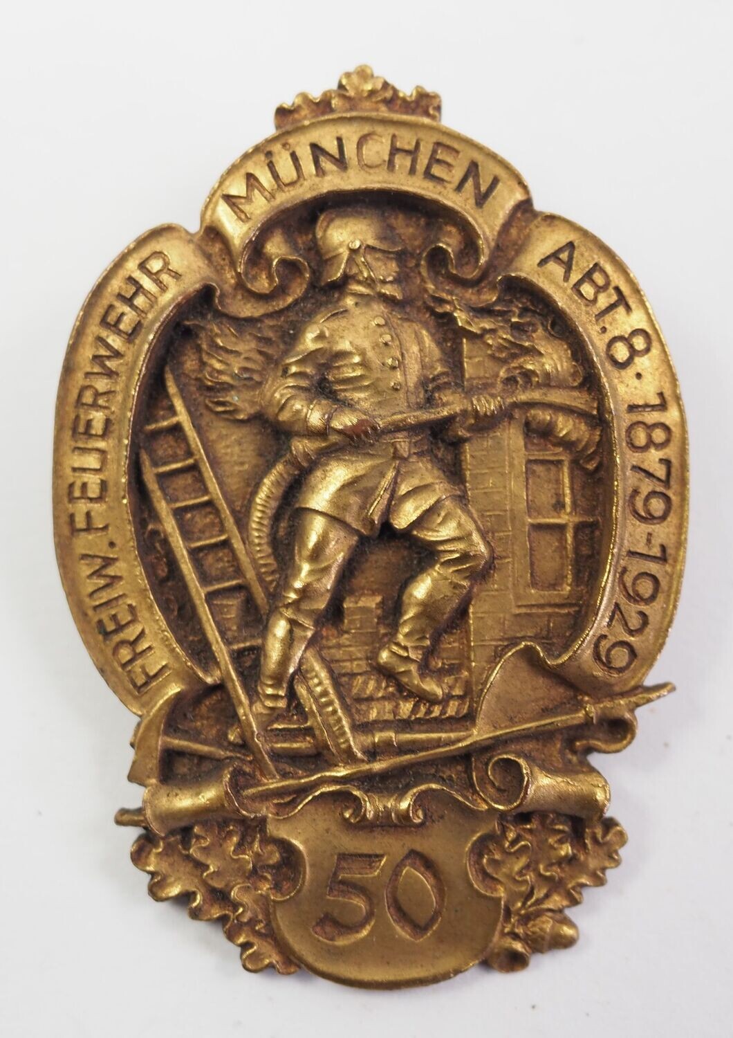 Bayern: Jubiläums-Abzeichen für 50 Jahre Freiwillige Feuewehr München, Abteilung 8, 1929.