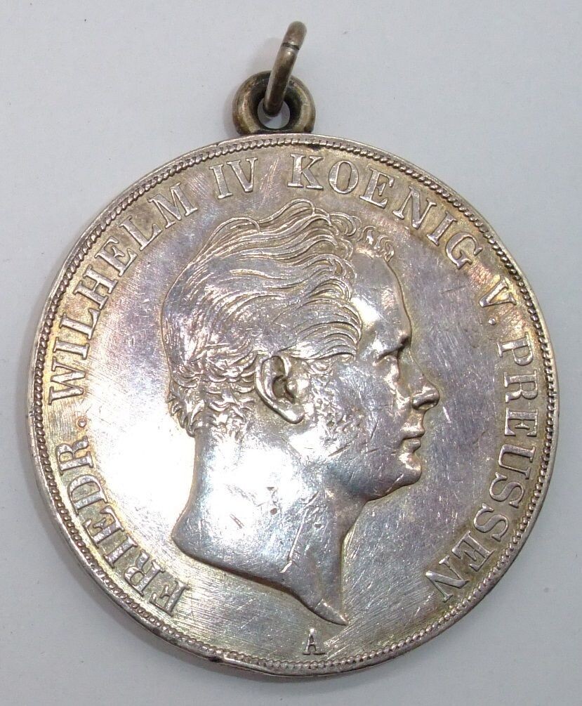 Preussen: Vereinsmünze / Doppelthaler - 1845 - SILBER, Friedrich Wilhelm IV, mit Randinschrift "GOTT MIT UNS", Trageöse,  Gewicht ca. 38 g.