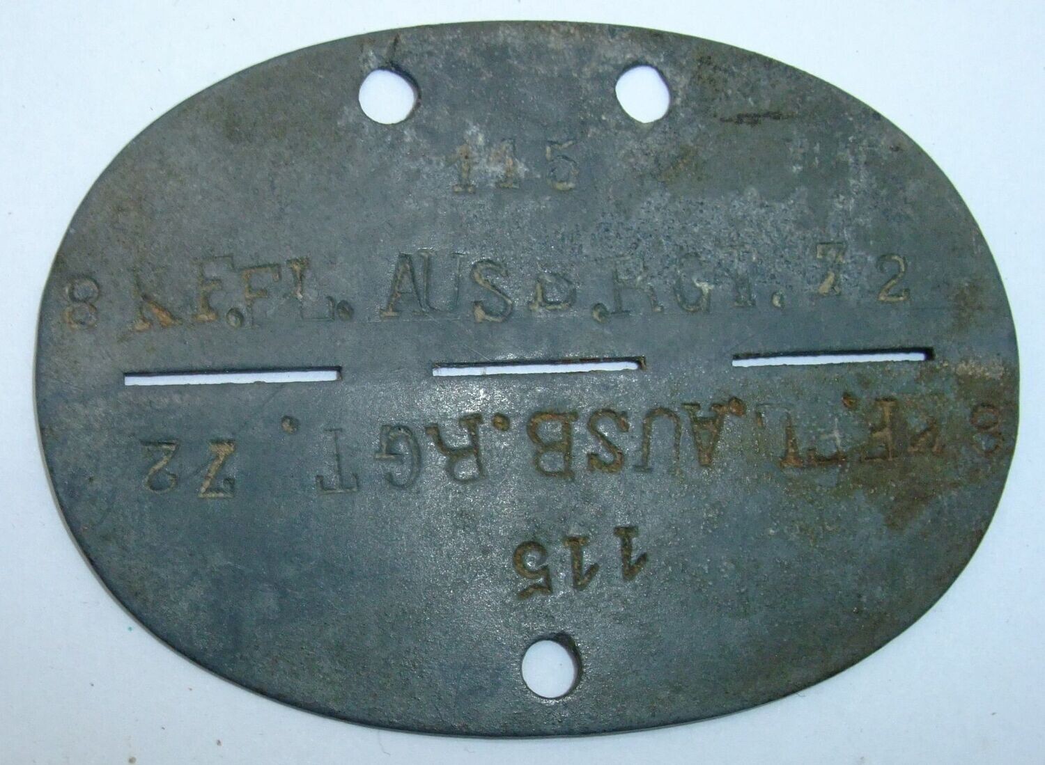Wehrmacht: Erkennungsmarke Kraftfahrer, Flieger-Ausbildungs-Regiment 72, Detmold.