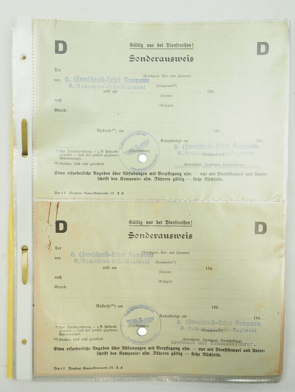 Wehrmacht: Dokumente / Vordrucke der Fernschreib-Lehr-Kompanie der Heeresnachrichtenschule Halle-Saale, 16 Dokumente. Wehrmacht: Dokumente / Vordrucke der Fernschreib-Lehr-Kompanie der Heeresnachrichtenschule Halle-Saale, 16 Dokumente.