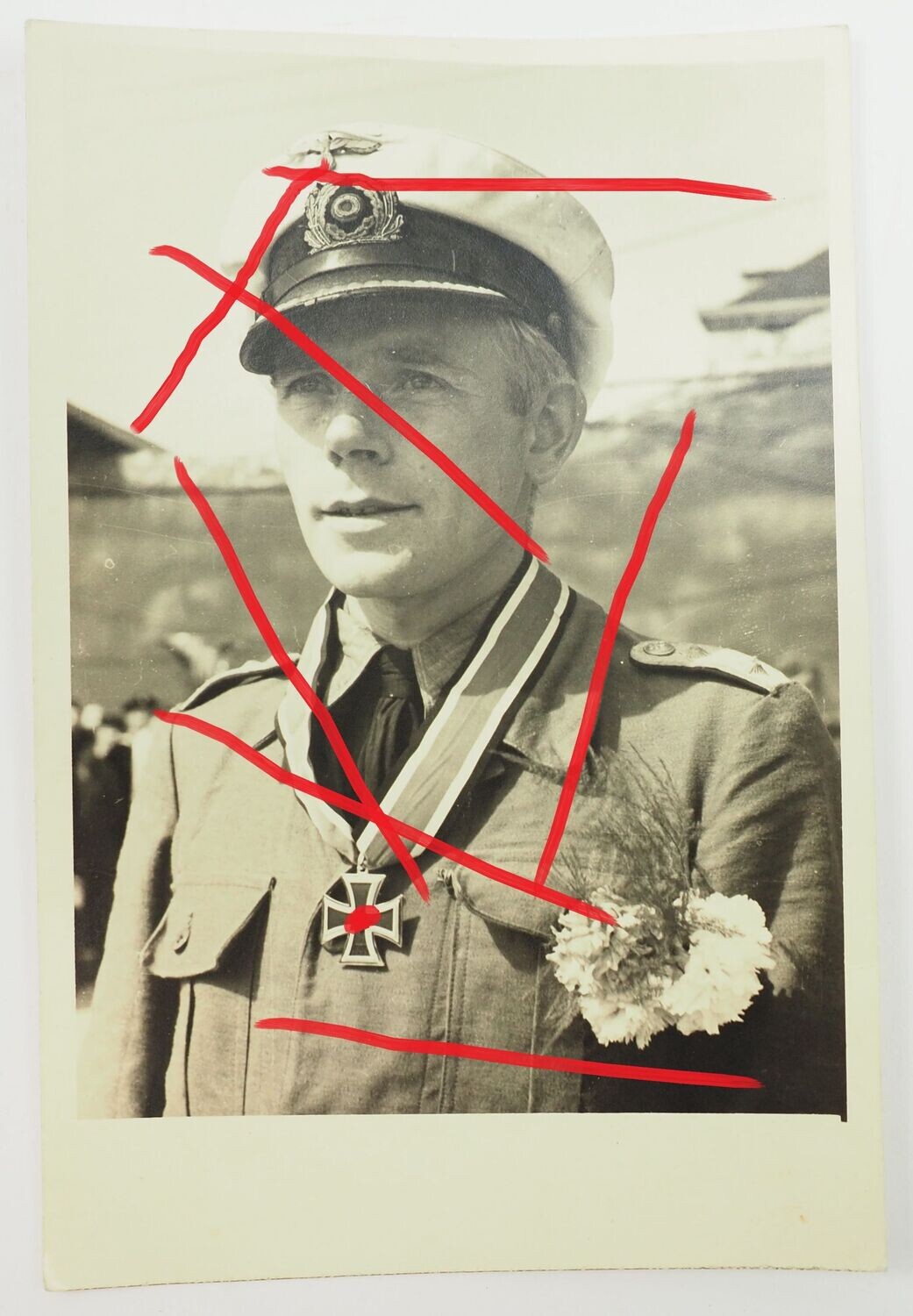 Kriegsmarine: Portraitfoto Ritterkreuz-Träger Georg Schewe, U-Boot Kommandant, Größe 13 x 8,7 cm.