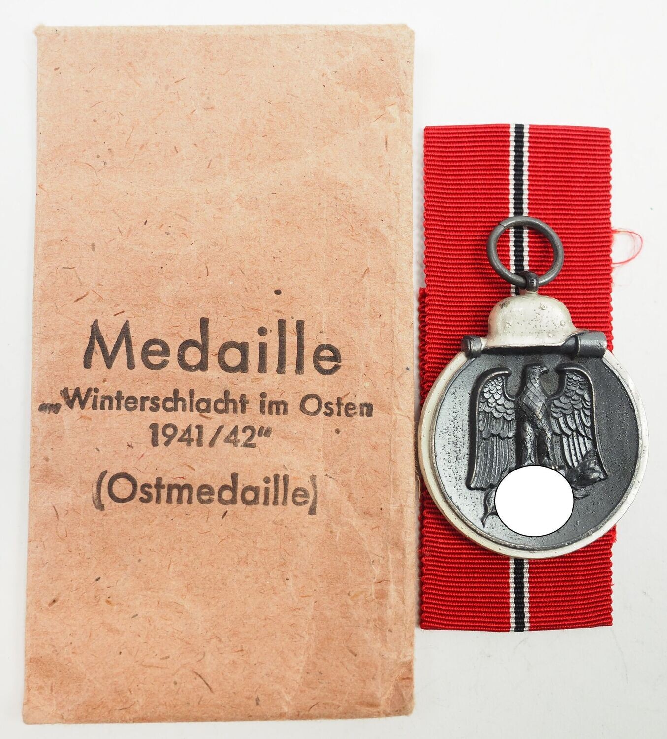Wehrmacht: Medaille Winterschlacht im Osten, Ostmedaille, mit Hersteller 100 für die Firma Rudolf Wächtler & Lange, Mittweida, mit Tüte.