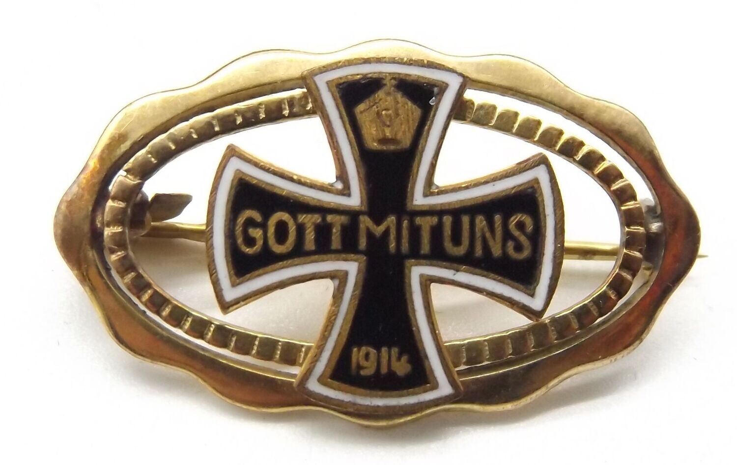 Patriotischer Anstecker, Eisernes Kreuz 1914 Gott mit uns.