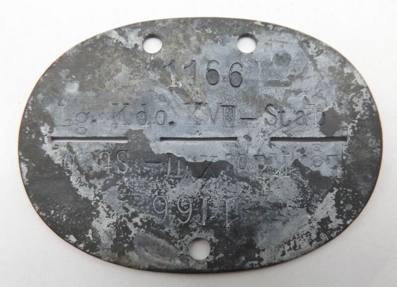 Luftwaffe: Erkennungsmarke Luftgaukommando XVII Stab, Wien Österreich.