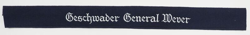 Luftwaffe: Ärmelband "Geschwader General Wever" für Mannschaften, Länge ca. 46 cm.